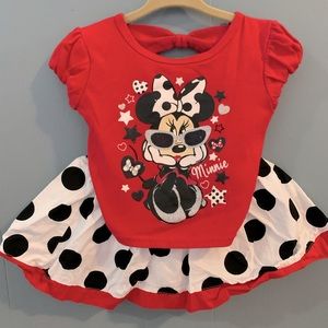 MINNIE MOUSE Girls Short Sleeve Shirt and Skort Set, DISNEY, Size 24 Months